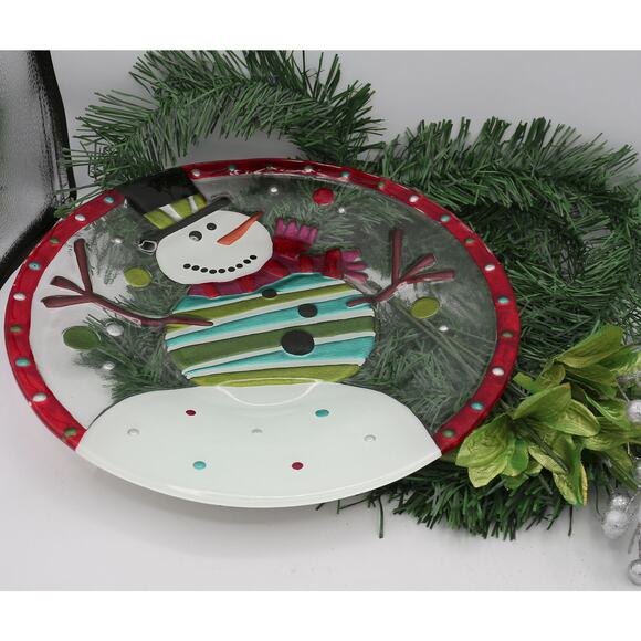 Lori Siebert SILVESTRI Art Glass Fusion 12" Snowman Plate - Picture 12 of 13